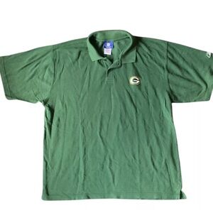Vintage NFL Reebok Green Bay Packers Mens Green Polo Shirt Size XL